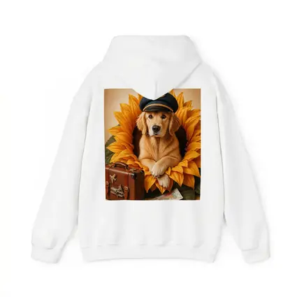 Golden Retriever Pilot Hat Sunflower Travel Adventure