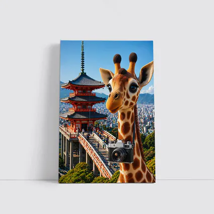 Giraffe Tourist With Camera Kyoto Japan