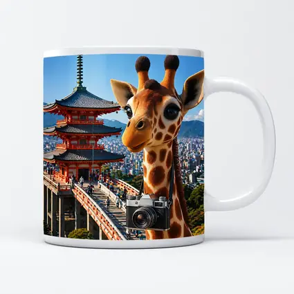Giraffe Tourist With Camera Kyoto Japan
