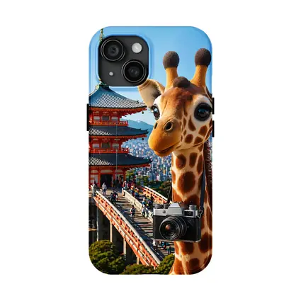Giraffe Tourist With Camera Kyoto Japan
