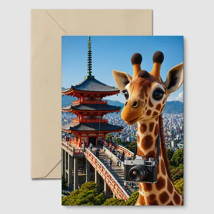 Giraffe Tourist With Camera Kyoto Japan