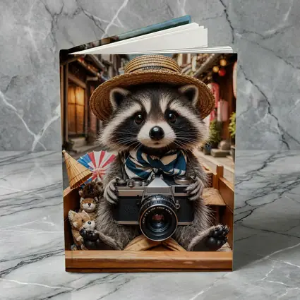Raccoon Tourist With Camera Japanese Street