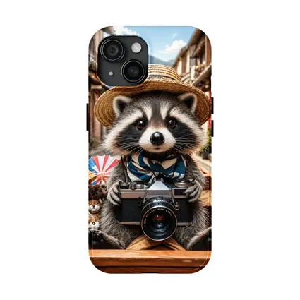 Raccoon Tourist With Camera Japanese Street