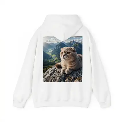 Scottish Fold Cat Resting On Mountain Peak