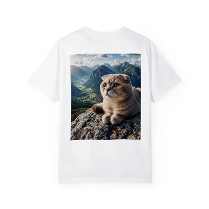 Scottish Fold Cat Resting On Mountain Peak