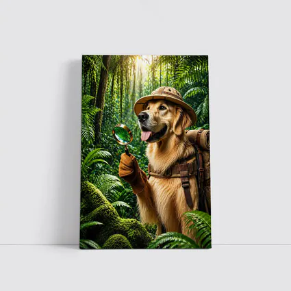Golden Retriever Explorer Dog in Jungle