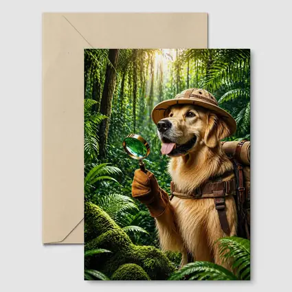 Golden Retriever Explorer Dog in Jungle