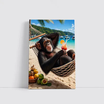 Chimpanzee Relaxing in Hammock Beach Cocktail