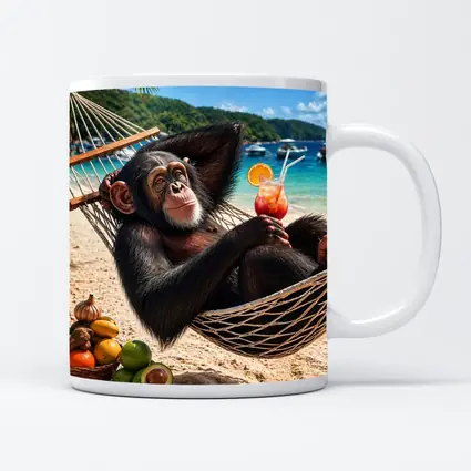 Chimpanzee Relaxing in Hammock Beach Cocktail