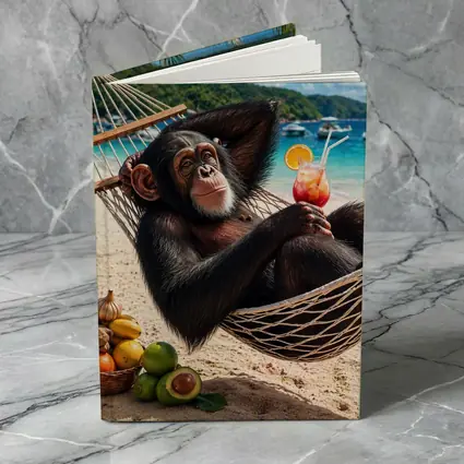 Chimpanzee Relaxing in Hammock Beach Cocktail