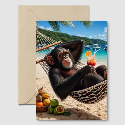 Chimpanzee Relaxing in Hammock Beach Cocktail