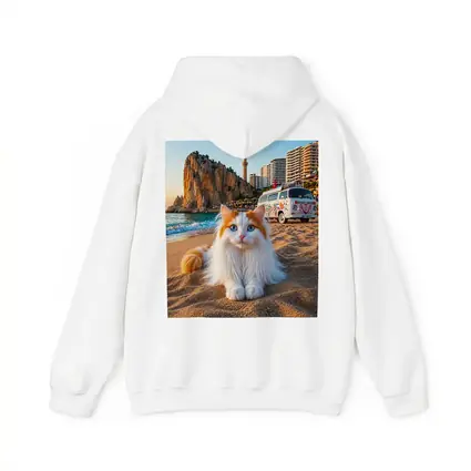 Turkish Van Cat on Sandy Beach Turkey