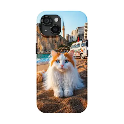 Turkish Van Cat on Sandy Beach Turkey
