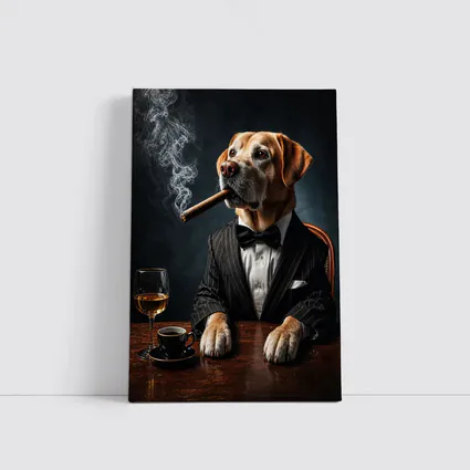 Labrador Retriever Tuxedo Godfather Dark Background