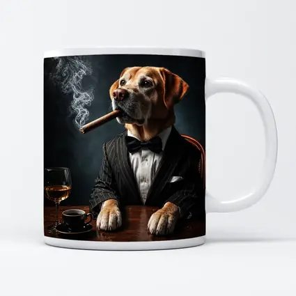 Labrador Retriever Tuxedo Godfather Dark Background