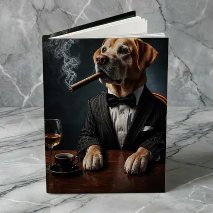 Labrador Retriever Tuxedo Godfather Dark Background