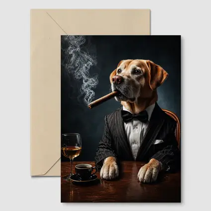 Labrador Retriever Tuxedo Godfather Dark Background