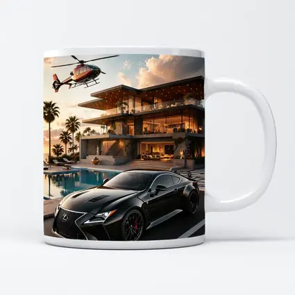 Lexus RC Black Supercar Luxury Villa Sunset
