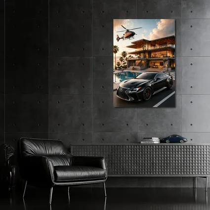 Lexus RC Black Supercar Luxury Villa Sunset