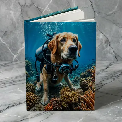 Golden Retriever Scuba Diver Underwater Coral Reef