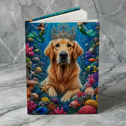 Golden Retriever King Underwater Mermaids Coral Reef