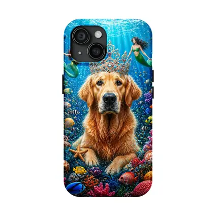 Golden Retriever King Underwater Mermaids Coral Reef