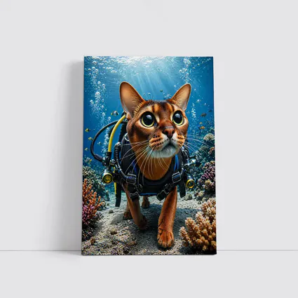 Abyssinian Cat Scuba Diving Coral Reef Underwater