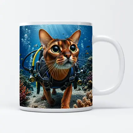 Abyssinian Cat Scuba Diving Coral Reef Underwater