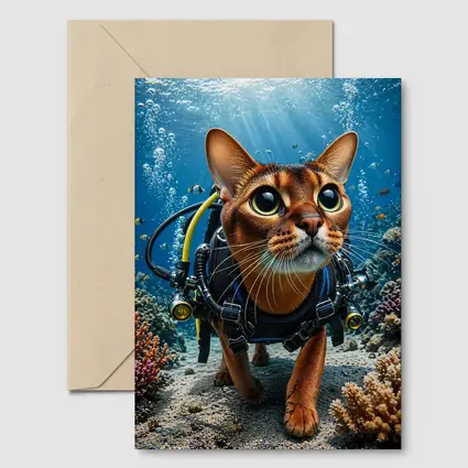 Abyssinian Cat Scuba Diving Coral Reef Underwater