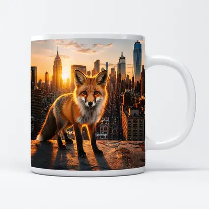 Red Fox Standing Over New York City Skyline