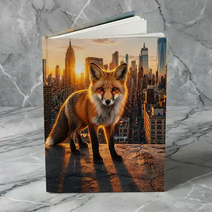 Red Fox Standing Over New York City Skyline