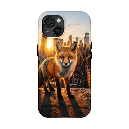 Red Fox Standing Over New York City Skyline