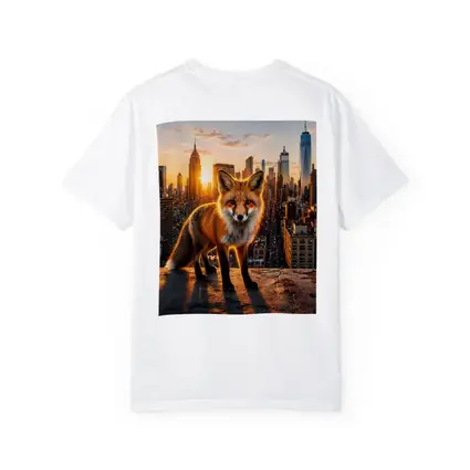 Red Fox Standing Over New York City Skyline