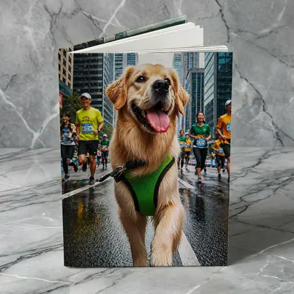 Golden Retriever Running City Marathon Race