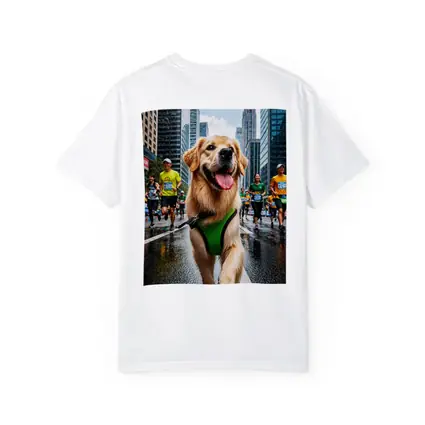 Golden Retriever Running City Marathon Race