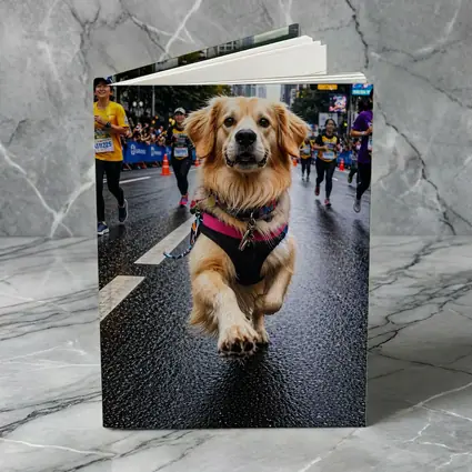 Golden Retriever Running City Marathon Street