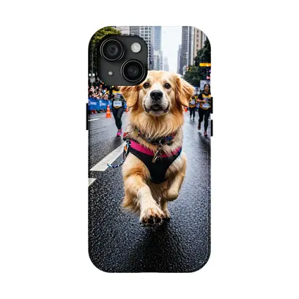 Golden Retriever Running City Marathon Street