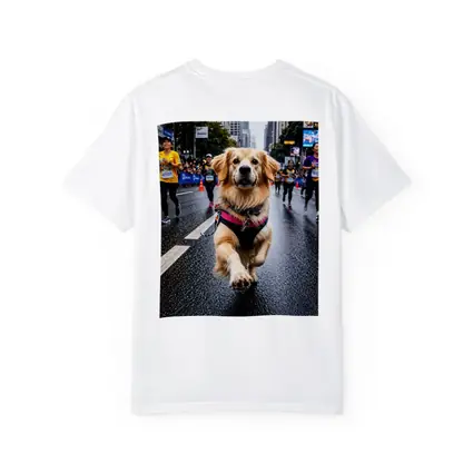Golden Retriever Running City Marathon Street
