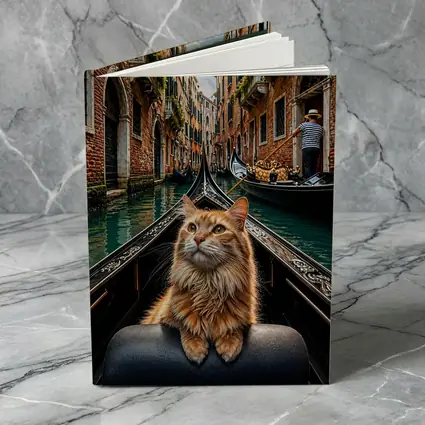 Ginger Cat Riding Gondola Venice Canal