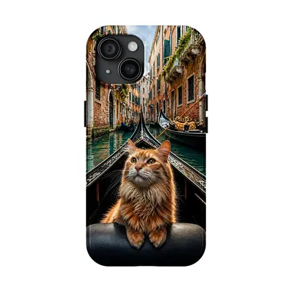 Ginger Cat Riding Gondola Venice Canal