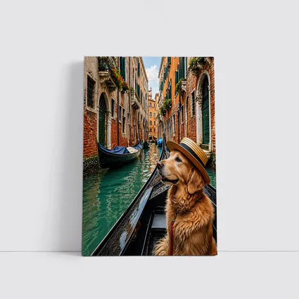 Golden Retriever Dog Wearing Hat Venice Canal