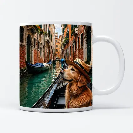 Golden Retriever Dog Wearing Hat Venice Canal