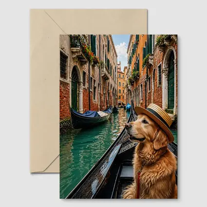 Golden Retriever Dog Wearing Hat Venice Canal
