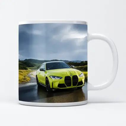BMW M4 Lime Green Wet Road Hills