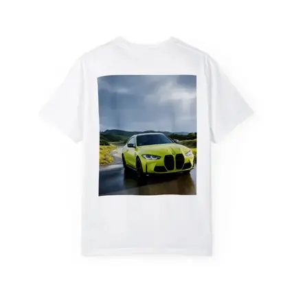 BMW M4 Lime Green Wet Road Hills