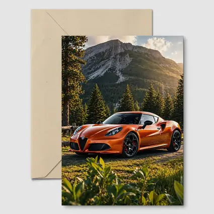 Alfa Romeo 4C Orange Mountain Forest Setting