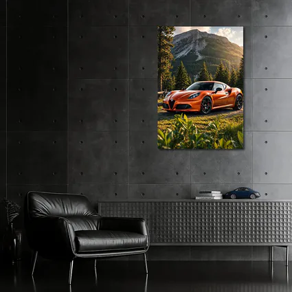 Alfa Romeo 4C Orange Mountain Forest Setting