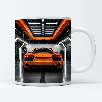 Audi R8 Orange Rear View Garage