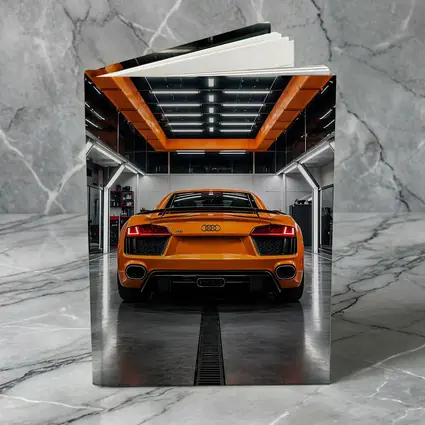 Audi R8 Orange Rear View Garage
