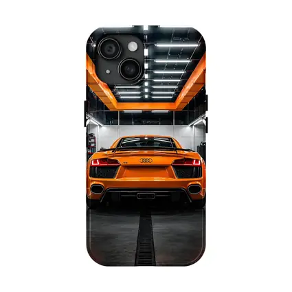 Audi R8 Orange Rear View Garage